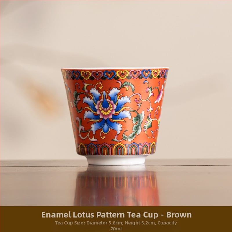 Keraminė emaliuota arbatos taurelė – kinų stiliaus, paprastas dizainas, tinkama dovana, skirti gimtadieniams ir kelionėms