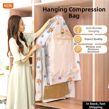 Du Tuo вакуумна компресираща чанта за пухено яке със странично дърпане за окачване, PET/PE материал