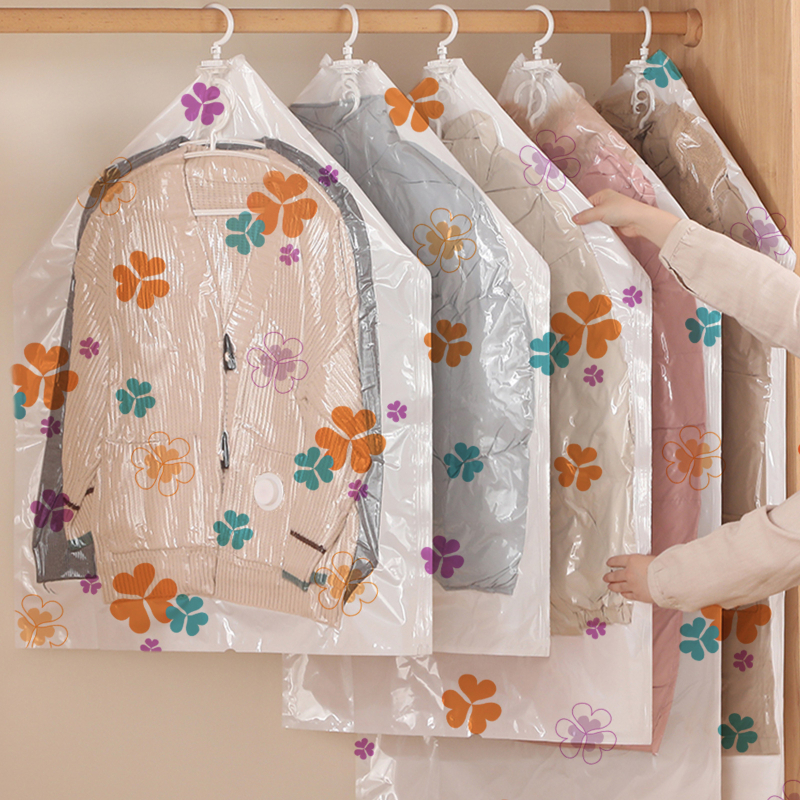 Du Tuo вакуумна компресираща чанта за пухено яке със странично дърпане за окачване, PET/PE материал