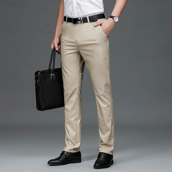 Ανδρικά παντελόνια μπαμπού, ίσιο κόψιμο, ψηλή μέση, φερμουάρ, χωρίς σιδέρωμα