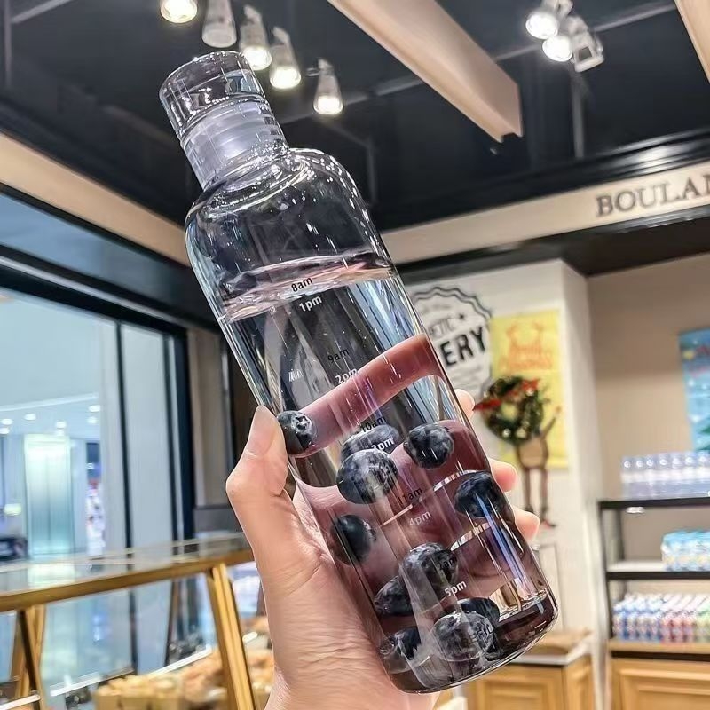 PC polikarbonato vandens puodelis su dangteliu, didelės talpos, cilindrinės formos, nepralaidus skysčiams ir atsparus karščiui