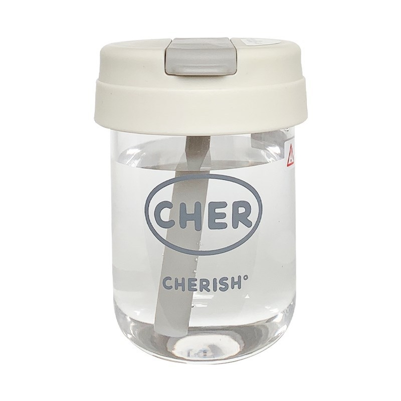 Ton-ton puodelis, PC medžiaga, atsparus kritimui, cilindrinė forma, su šiaudeliu