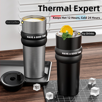 Termosas su 316 nerūdijančio plieno vidiniu bakeliu, išoriniu 304 nerūdijančio plieno korpusu, vakuuminė izoliacija (6-12 val.), nešiojamas automobilių puodelis