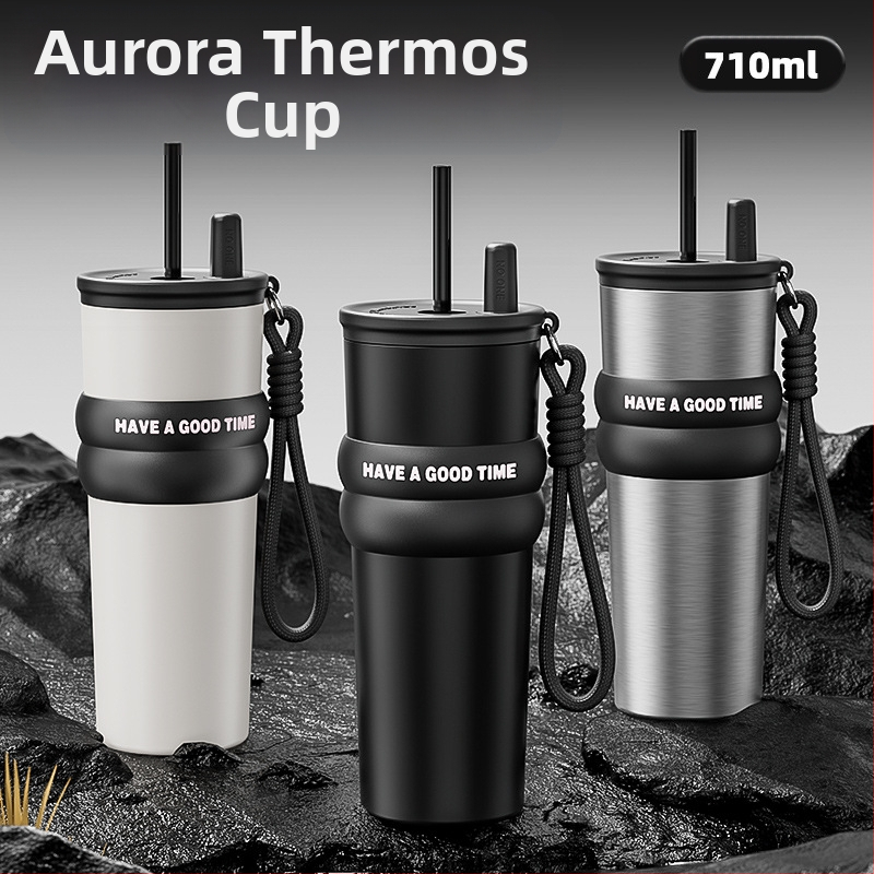 Termosas su 316 nerūdijančio plieno vidiniu bakeliu, išoriniu 304 nerūdijančio plieno korpusu, vakuuminė izoliacija (6-12 val.), nešiojamas automobilių puodelis