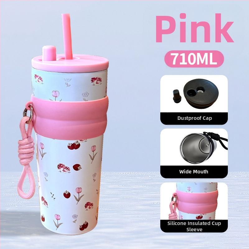 Termosas su 316 nerūdijančio plieno vidiniu bakeliu, išoriniu 304 nerūdijančio plieno korpusu, vakuuminė izoliacija (6-12 val.), nešiojamas automobilių puodelis