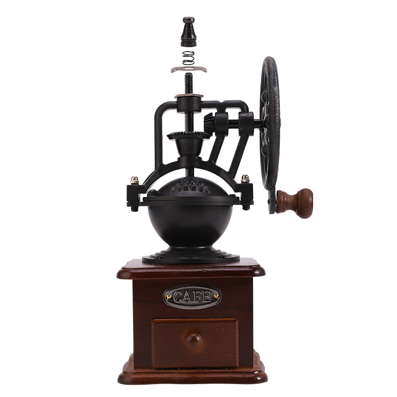 Bochen nešiojamas rankinis kavos malūnėlis su OEM palaikymu, spausdintas logotipas, pritaikomas apdorojimas, šviesus prabangos retro stilius