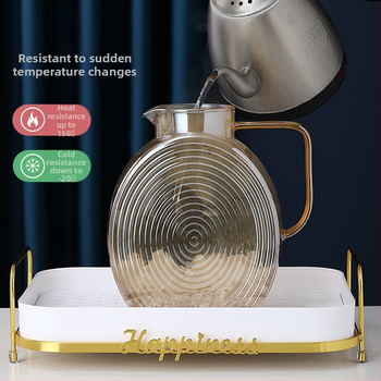 Stiklinis arbatinuko komplektas namų naudojimui su ledyno raštu, didelė talpa, pritaikomas, tinka sultims, pienui, gėrimams ir šaltam vandeniui