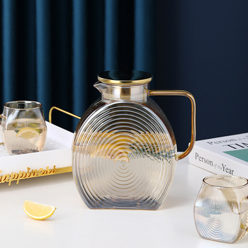 Stiklinis arbatinuko komplektas namų naudojimui su ledyno raštu, didelė talpa, pritaikomas, tinka sultims, pienui, gėrimams ir šaltam vandeniui