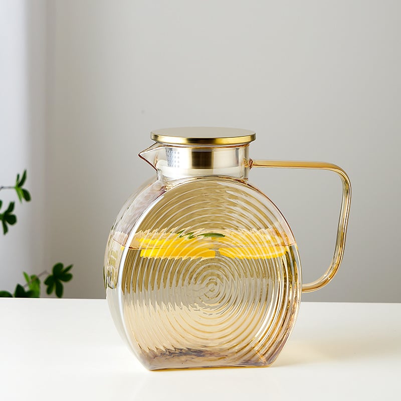 Stiklinis arbatinuko komplektas namų naudojimui su ledyno raštu, didelė talpa, pritaikomas, tinka sultims, pienui, gėrimams ir šaltam vandeniui