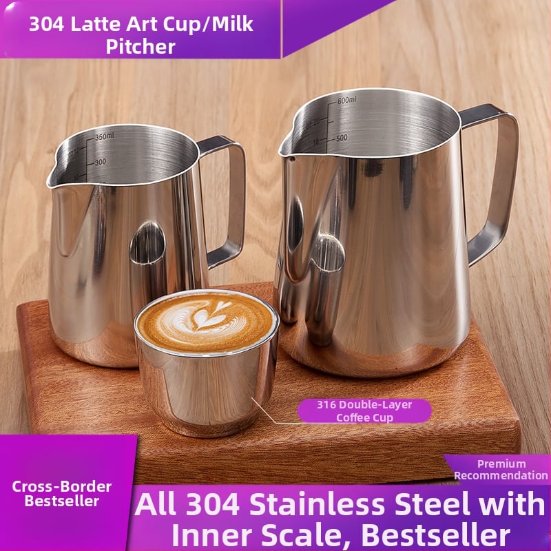 Latte art plakiklis iš nerūdijančio plieno, šiuolaikinis minimalistinis stilius, rankų darbo, tinkama barams, kavinei ir restoranams