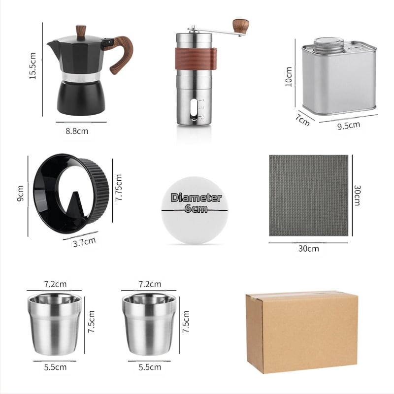 Σετ καφέ moka pot – μοντέρνου μινιμαλιστικού στυλ, μάρκα Choxila, κυκλοφορία 2022, συσκευασία από χαρτόνι