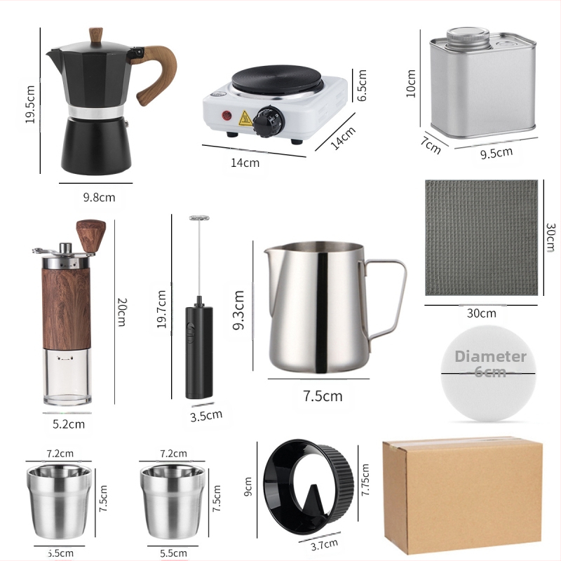 Σετ καφέ moka pot – μοντέρνου μινιμαλιστικού στυλ, μάρκα Choxila, κυκλοφορία 2022, συσκευασία από χαρτόνι