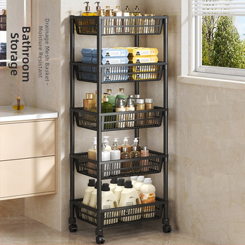 Ράφι αποθήκευσης κουζίνας – με βάση στο δάπεδο, πολυεπίπεδο, μετακινούμενο πλαστικό καρότσι για φρούτα και λαχανικά