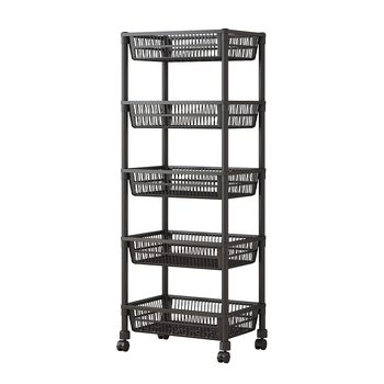 Ράφι αποθήκευσης κουζίνας – με βάση στο δάπεδο, πολυεπίπεδο, μετακινούμενο πλαστικό καρότσι για φρούτα και λαχανικά