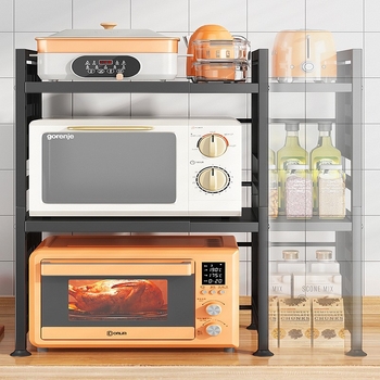 Μεταλλικό πολυλειτουργικό ράφι πάγκου κουζίνας για μικροκύματα, φούρνο και συσκευή μαγειρέματος ρυζιού, με τηλεσκοπική κατασκευή