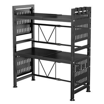 Μεταλλικό πολυλειτουργικό ράφι πάγκου κουζίνας για μικροκύματα, φούρνο και συσκευή μαγειρέματος ρυζιού, με τηλεσκοπική κατασκευή