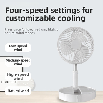 Μίνι αναδιπλούμενος USB ανεμιστήρας γραφείου με ενσωματωμένη μπαταρία 2000-4000mAh, 3 λεπίδες, 4 ταχύτητες, θόρυβος έως 36 dB