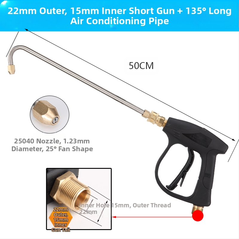 Aukšto slėgio vandens purkštuvų purškimo pirutėls oro kondicionierių valymui — nerūdijančio plieno kampinis jungtis, varinis greitas jungtis, ventiliatoriaus formos purškimo antgalis