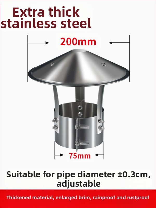 Kapa dimnjaka od nehrđajućeg čelika 201, otporna na vremenske uvjete, jednodijelna konstrukcija, izlaz zraka, Dark horse style