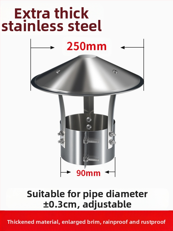 Kapa dimnjaka od nehrđajućeg čelika 201, otporna na vremenske uvjete, jednodijelna konstrukcija, izlaz zraka, Dark horse style