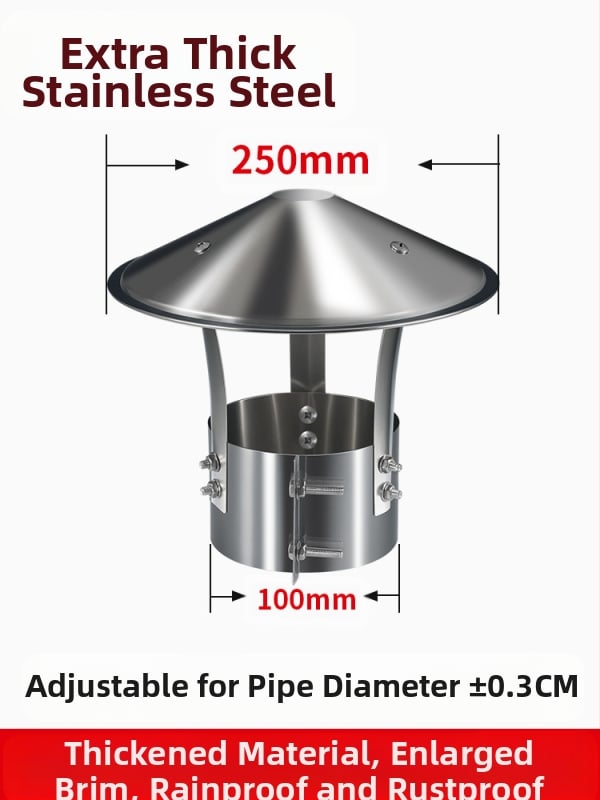 Kapa dimnjaka od nehrđajućeg čelika 201, otporna na vremenske uvjete, jednodijelna konstrukcija, izlaz zraka, Dark horse style