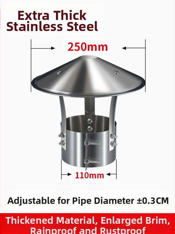 Kapa dimnjaka od nehrđajućeg čelika 201, otporna na vremenske uvjete, jednodijelna konstrukcija, izlaz zraka, Dark horse style