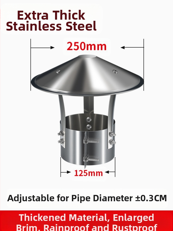 Kapa dimnjaka od nehrđajućeg čelika 201, otporna na vremenske uvjete, jednodijelna konstrukcija, izlaz zraka, Dark horse style