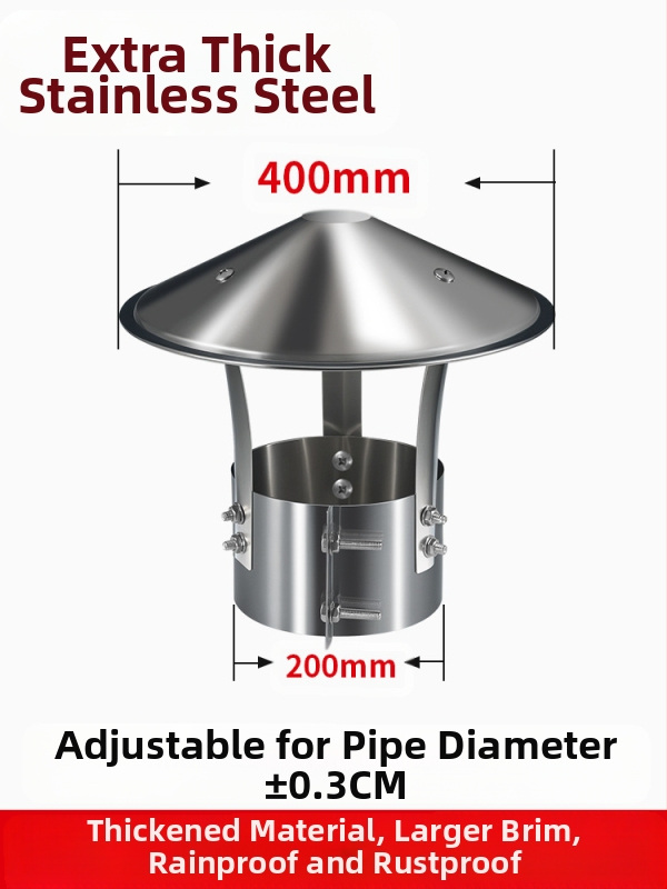 Kapa dimnjaka od nehrđajućeg čelika 201, otporna na vremenske uvjete, jednodijelna konstrukcija, izlaz zraka, Dark horse style