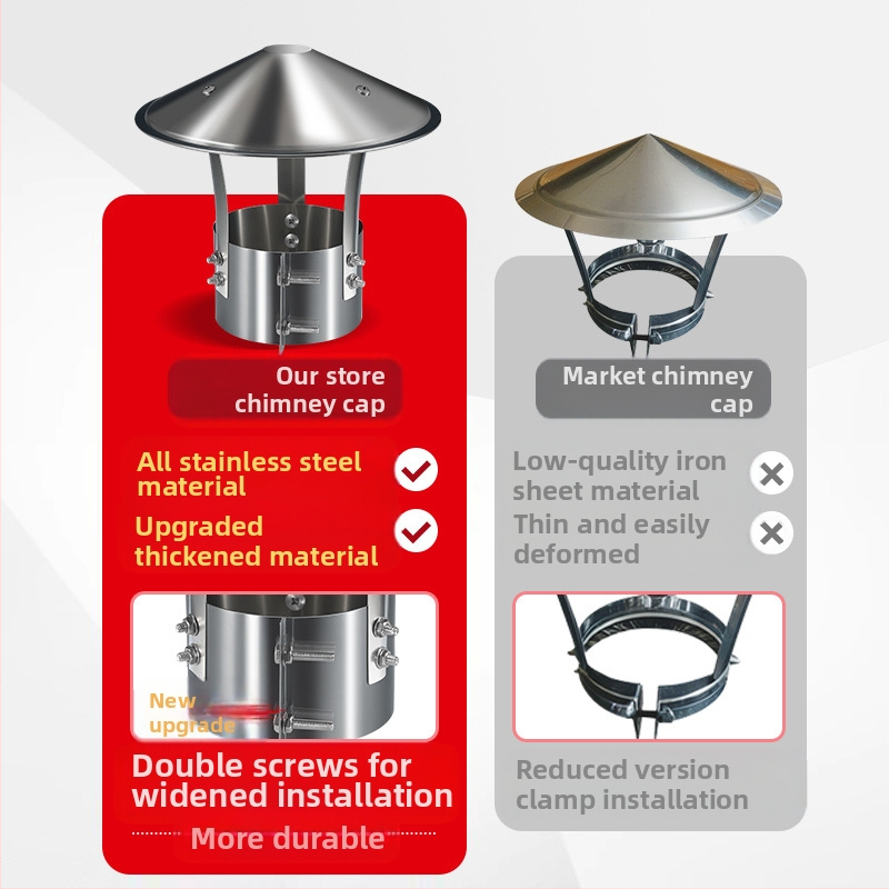 Nehrdzavejúci oceľový kryt komína 201, odolný voči počasiu, jednovrstvový, vzduchový vývod, štýl Dark horse
