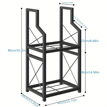 Ανοξείδωτο μεταλλικό ράφι για καυσόξυλα, πτυσσόμενο, 2 επιπέδων, επιδαπέδιο, εσωτερική/εξωτερική αποθήκευση καυσόξυλων