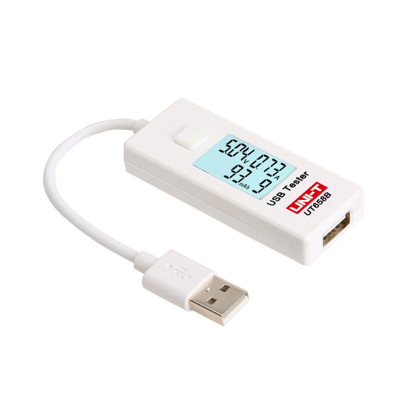 USB testeris UT658 — skaitmeninis ekranas išėjimo įtampai, srovei, galiai, talpai ir kilpinės varžos matavimui