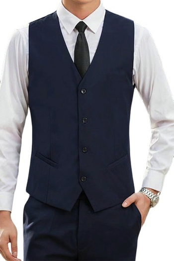 Ανδρικό γιλέκο σε κορεατικό στυλ, εφαρμοστό, μονόμπροχο, με V-λαιμό