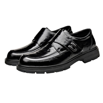 Ανδρικά Δερμάτινα Derby Παπούτσια — Γνήσιο Δέρμα Αγελάδας, Άνοιξη, Λαϊκό-Επαγγελματικό Στυλ, Στρογγυλή Μύτη, Χαμηλός Τακούνι, Καουτσούκ Σόλα, Υφή Νάπα, Με Κούμπωμα