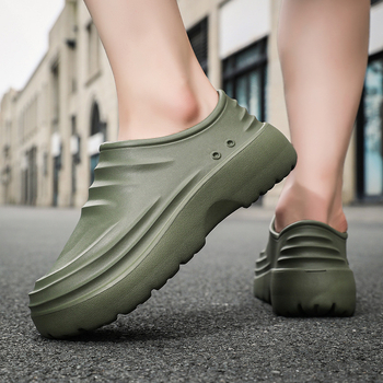 Αντιολισθητική σόλα, EVA επάνω μέρος και EVA σόλα, στρογγυλή μύτη, χαμηλό τακούνι 1–3 cm