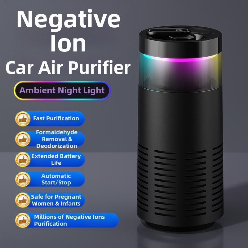 Automobilinis oro valytuvas – nešiojamas, šalina antrinį dūmą ir formaldehidų kvapus, sudėtinis filtras, oro srautas 50 m3/h, įkraunamas, be montavimo