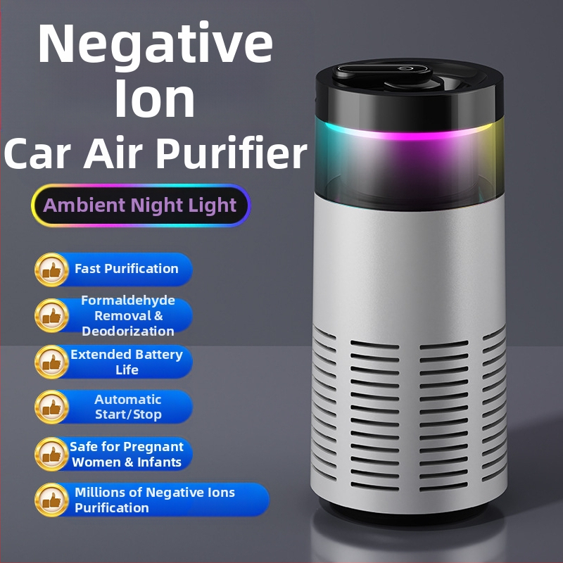 Automobilinis oro valytuvas – nešiojamas, šalina antrinį dūmą ir formaldehidų kvapus, sudėtinis filtras, oro srautas 50 m3/h, įkraunamas, be montavimo