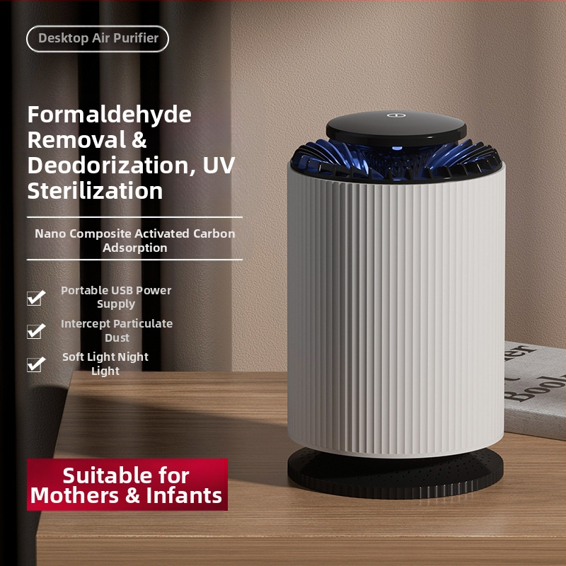 Automobilinis oro valytuvas – nešiojamas, šalina antrinį dūmą ir formaldehidų kvapus, sudėtinis filtras, oro srautas 50 m3/h, įkraunamas, be montavimo