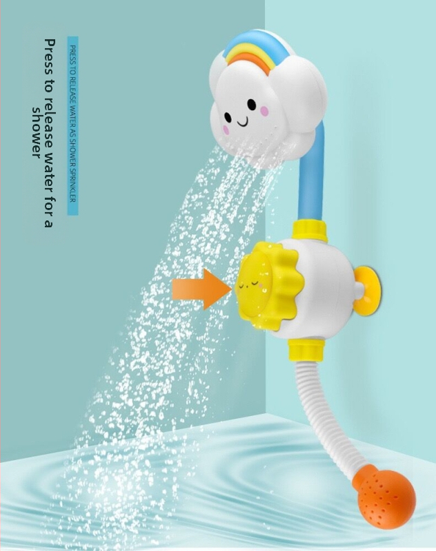 Детска водна играчка за баня: облак с дъга и пръскане на вода, пластмасова, за деца 4–6 години, ръчно управление
