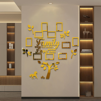 Σετ ακρυλικού καθρέφτη για τον τοίχο με αυτοκόλλητη βάση και αποσπώμενη κορνίζα φωτογραφίας με θέμα πόνι — μοντέρνος διακοσμητικός σχεδιασμός