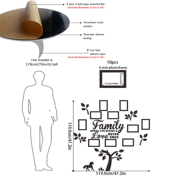 Σετ ακρυλικού καθρέφτη για τον τοίχο με αυτοκόλλητη βάση και αποσπώμενη κορνίζα φωτογραφίας με θέμα πόνι — μοντέρνος διακοσμητικός σχεδιασμός