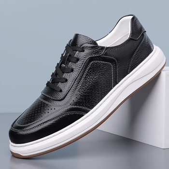 Ανδρικά δερμάτινα σανδάλια με χαμηλό κόψιμο και διάτρητο σχέδιο, με κορδόνια, αναπνεύσιμη επένδυση, καουτσούκ σόλα