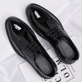 Επίσημα δερμάτινα παπούτσια για άνδρες για γάμο, επάνω μέρος από ανακυκλωμένο δέρμα, δερμάτινο καπάκι δακτύλου, χαμηλό προφίλ, σόλα από καουτσούκ, αντιολισθητικά και ανθεκτικά