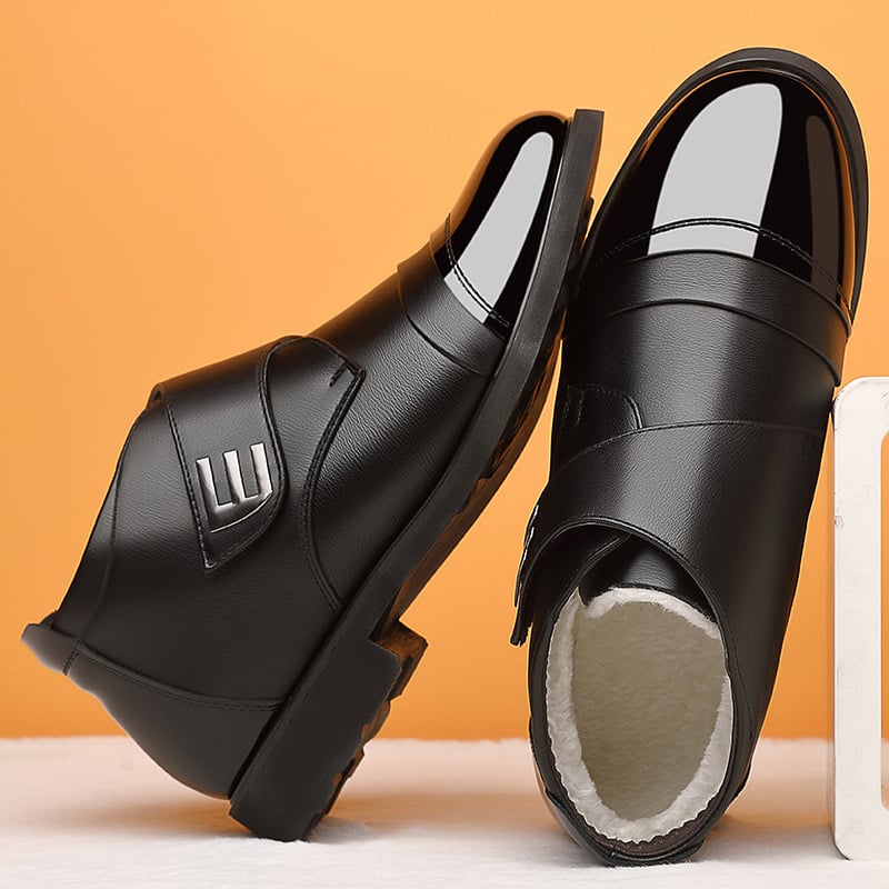 Férfi téli papucs fleece bélés, mikroszálas felső, PVC talp, vastag kialakítás, slip-on, kerek orr