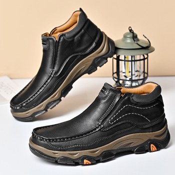 Ανδρικά μποτάκια Knight, PU επάνω, καουτσούκ σόλα, στρογγυλή μύτη, κλινοειδή φτέρνα, αντιολισθητικά, χειμερινά μποτάκια εξωτερικού