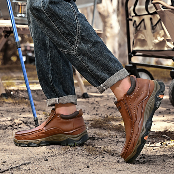 Ανδρικά μποτάκια Knight, PU επάνω, καουτσούκ σόλα, στρογγυλή μύτη, κλινοειδή φτέρνα, αντιολισθητικά, χειμερινά μποτάκια εξωτερικού