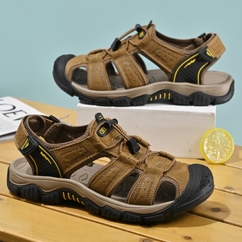 Αντρικά σανδάλια - με άνοιγμα στο δάχτυλο, αναπνεύσιμο επάνω από δέρμα βοοειδών, EVA σόλα, αντιολισθητικά