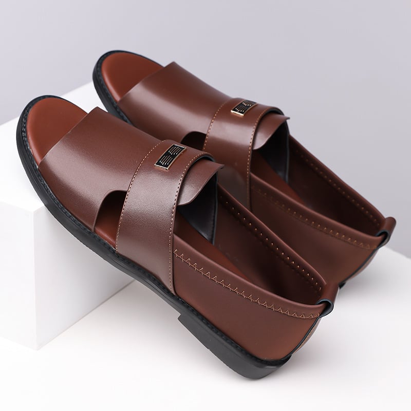 Ανδρικά σανδάλια - ανοιχτό δάχτυλο, slip-on, αντιολισθητική σόλα από καουτσούκ, πάνω μέρος από microfiber δέρμα, πάτος PU, καλοκαιρινή συλλογή 2025