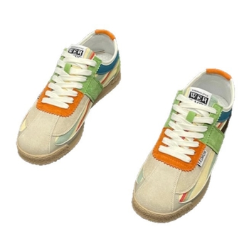 Ανδρικά sneakers με δίχτυωτή επάνω, στρογγυλή μύτη, μοτίβο χρωματικού συνδυασμού, καουτσούκ σόλα, κορδόνια