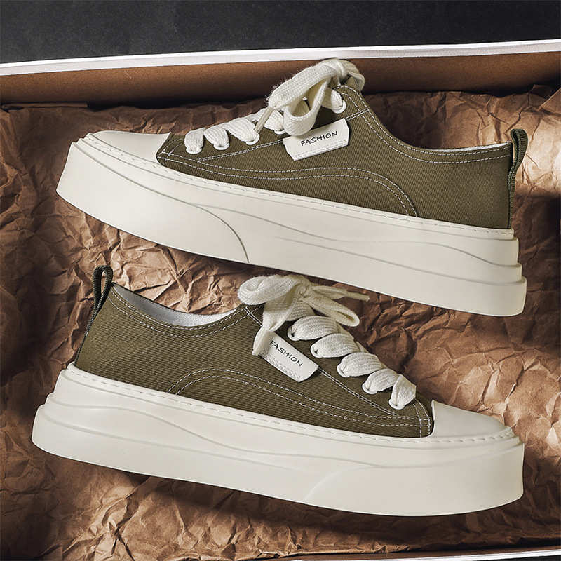 Ανδρικά καμβά sneakers, διαπνοή και ελαφριά, χαμηλός αστράγαλος, πλατφόρμα, σόλα χύτευσης