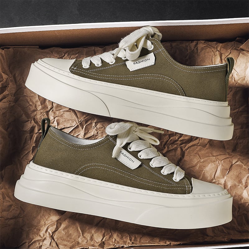 Ανδρικά καμβά sneakers, διαπνοή και ελαφριά, χαμηλός αστράγαλος, πλατφόρμα, σόλα χύτευσης